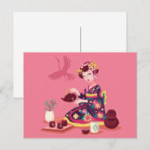 Japanische Teezeremonie, Krane Postkarte (Vorne/Hinten)