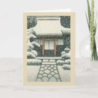 Japanische Tempel-Ukiyo-e-Weihnachtskarte Feiertagskarte