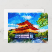 Japanische Tempelkunst im asiatischen Stil Postkarte (Vorne/Hinten)