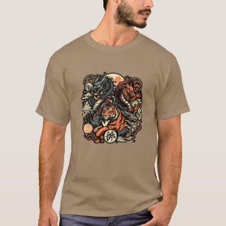Japanische Tiere Drachen und Tiger Freunde T-Shirt