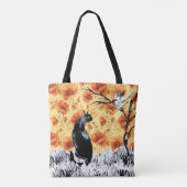 Japanische Tinte Cat Bird Orange Poppy Tasche (Rückseite)