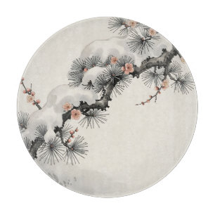 Japanische Tinte Kiefern-Pfirsichblüten-Winter Schneidebrett