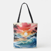 Japanische Tinte Zeichnend Ocean Waves Tropical Be Tasche (Rückseite)