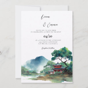 Japanische traditionelle Landschaft Hochzeit Einladung
