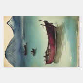 Japanische traditionelle Landschaft Paint ephemera Geschenkpapier Set (Vorderseite)