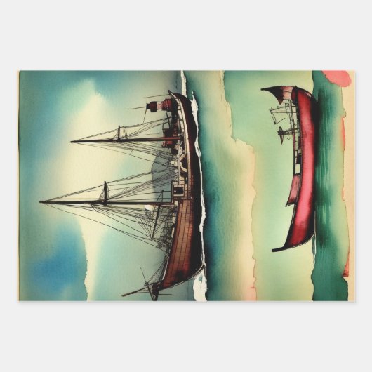 Japanische traditionelle Landschaft Paint ephemera Geschenkpapier Set (Vorderseite 2)