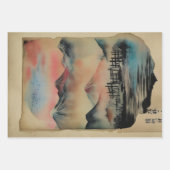 Japanische traditionelle Landschaft Paint ephemera Geschenkpapier Set (Vorderseite 3)