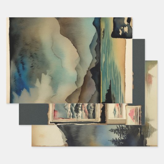 Japanische traditionelle Landschaft Paint ephemera Geschenkpapier Set (Set)