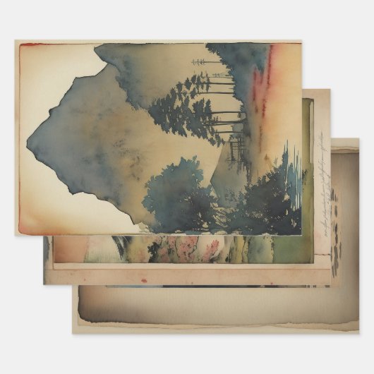 Japanische traditionelle Landschaft Paint ephemera Geschenkpapier Set (Set)
