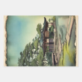 Japanische traditionelle Landschaft Paint ephemera Geschenkpapier Set (Vorderseite 2)