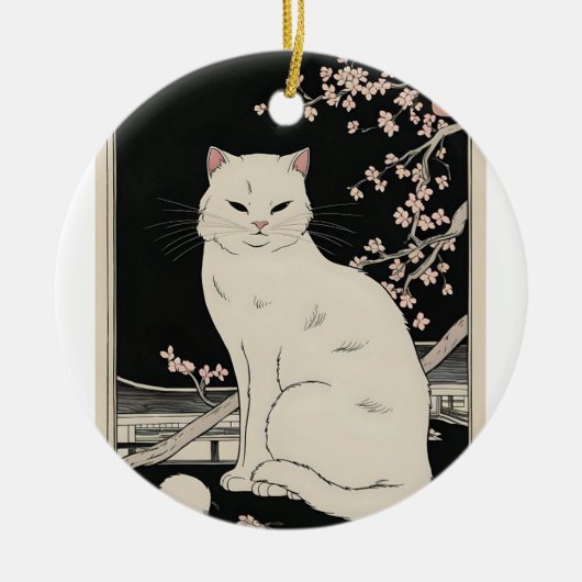 Japanische Ukiyo e Katzenkunst Keramik Ornament (Vorne)