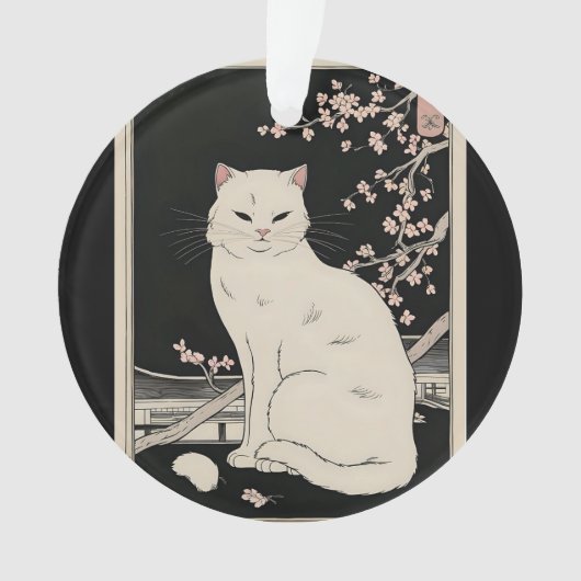 Japanische Ukiyo e Katzenkunst Ornament (Vorderseite)