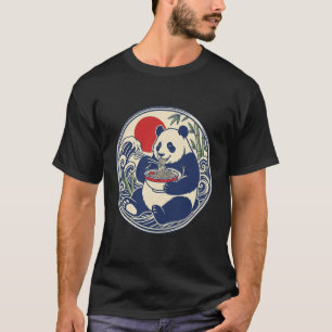 Japanische Ukiyo-e-Kunst Panda isst Ramen-Nudeln T-Shirt