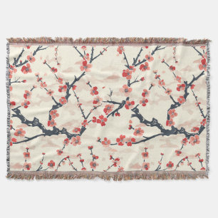 Japanische Ume-Rote-Korallen-Blüten-Elfenbein-Well Decke