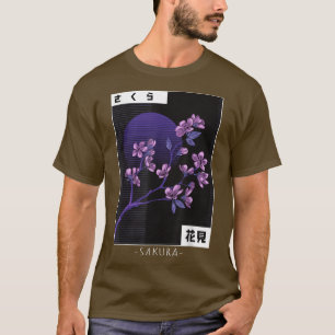 Japanische Vaporwave Cherry Blossom Sakura Blume R T-Shirt