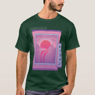 Japanische Vaporwave-Landschaft 70er 80er Berg-Äst T-Shirt