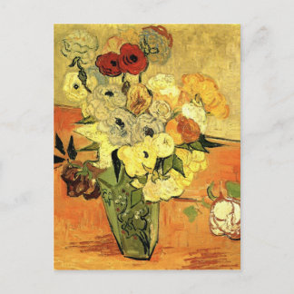 Japanische Vase mit Rose und Anemonen von van Gogh Postkarte