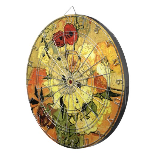 Japanische Vase, Rose, Anemonen von Vincent van Go Dartscheibe (Vorderseite rechts)