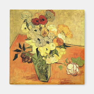 Japanische Vase, Rose, Anemonen von Vincent van Go Magnet