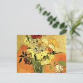 Japanische Vase, Rose, Anemonen von Vincent van Go Postkarte (Stehend Vorderseite)