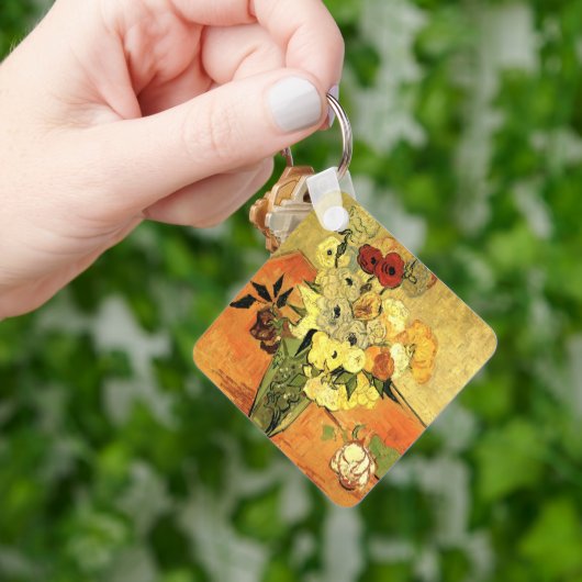 Japanische Vase, Rose, Anemonen von Vincent van Go Schlüsselanhänger (Hand)