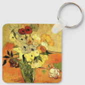 Japanische Vase, Rose, Anemonen von Vincent van Go Schlüsselanhänger (Rückseite)