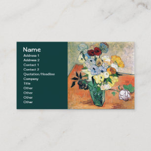 Japanische Vase Rosen Anemonen Van Gogh Fine Art Visitenkarte