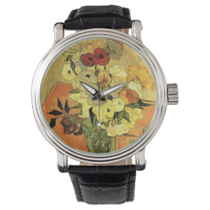 Japanische Vase, Rosen, Anemonen von Vincent van G Armbanduhr