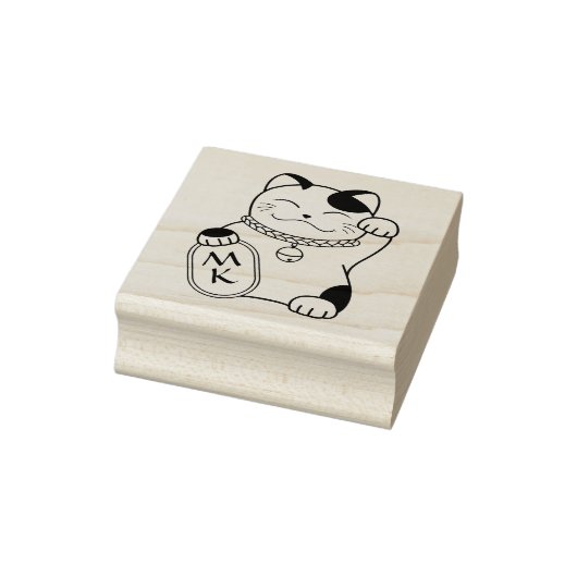Japanische Viel Glück Cat, Maneki Neko - Monogram Gummistempel (Stempel)