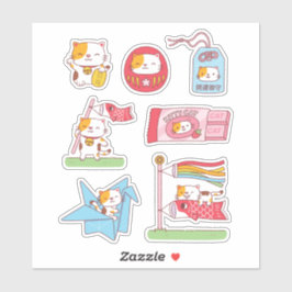 japanische Viel Glück Charms Neko Cat Sticker Pack