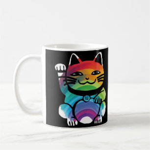 Japanische Viel Glück-Katze mit Regenbogen Kaffeetasse