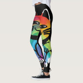 Japanische Viel Glück-Katze mit Regenbogen Leggings (Links)