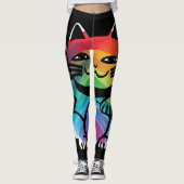 Japanische Viel Glück-Katze mit Regenbogen Leggings (Vorderseite)