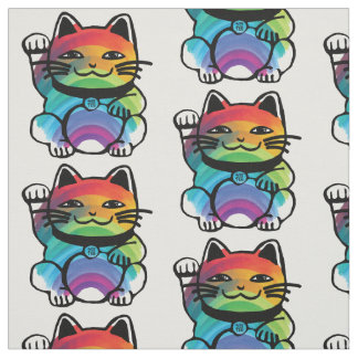 Japanische Viel Glück-Katze mit Regenbogen Stoff