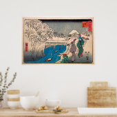 Japanische Vintage Frau Zeichne asiatisch Cherry B Poster (Küche)