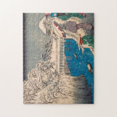 Japanische Vintage Frau Zeichne asiatisch Cherry B Puzzle (Vertikal)