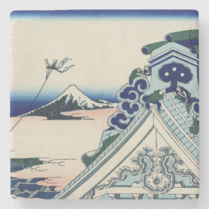 Japanische Vintage-Kunst Fuji vom Honganji-Tempel Steinuntersetzer