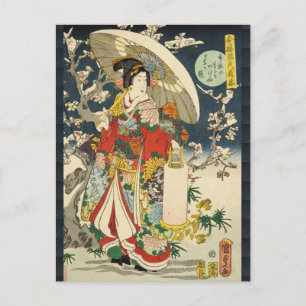 Japanische Vintage Lady Geisha Portrait Art Card Postkarte