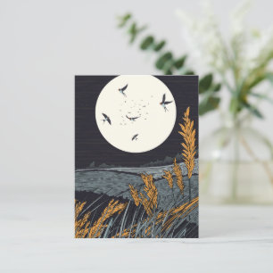 Japanische Vintage-Landschaft bei Nacht Feiertagspostkarte