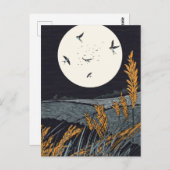 Japanische Vintage Landschaft nachts Postkarte (Vorne/Hinten)