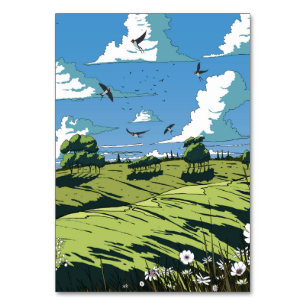 Japanische Vintage Landschaft nachts Tischnummer