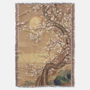 Japanische Vintage Pflaumenblüten im Mondlicht Decke