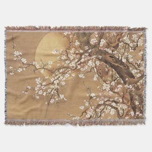 Japanische Vintage Pflaumenblüten im Mondlicht Decke