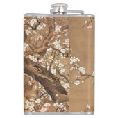 Japanische Vintage Pflaumenblüten im Mondlicht Flachmann (Rückseite)