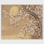 Japanische Vintage Pflaumenblüten im Mondlicht Geschenkpapier (Flach)