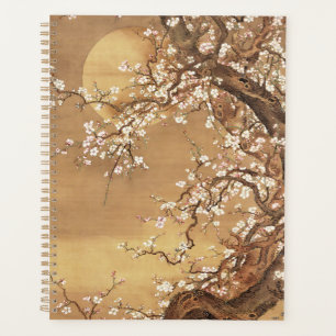Japanische Vintage Pflaumenblüten im Mondlicht Planer