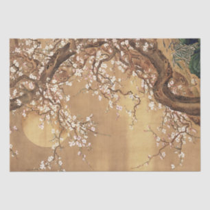 Japanische Vintage Pflaumenblüten im Mondlicht Seidenpapier