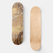 Japanische Vintage Pflaumenblüten im Mondlicht Skateboard (Vorderseite)