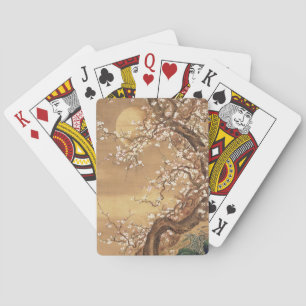 Japanische Vintage Pflaumenblüten im Mondlicht Spielkarten