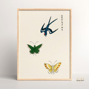 Japanische Vintage Schmetterlinge Yatsuo No Tsubak Poster